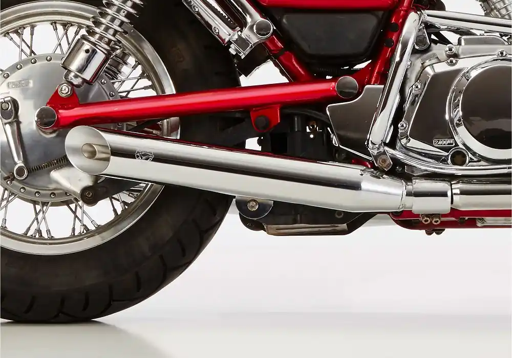 Sistema di scarico Falcon Slip On "Cromo Line - Slash Cut" Suzuki VS 600 - 750 - 800 Intruder con EG-BE Esclusivo