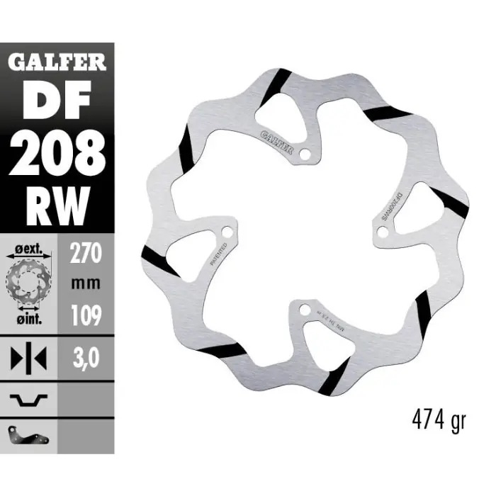 Disco freno anteriore Galfer Race Kawasaki KX 125 06-08 maggiorato Promo Stagionale