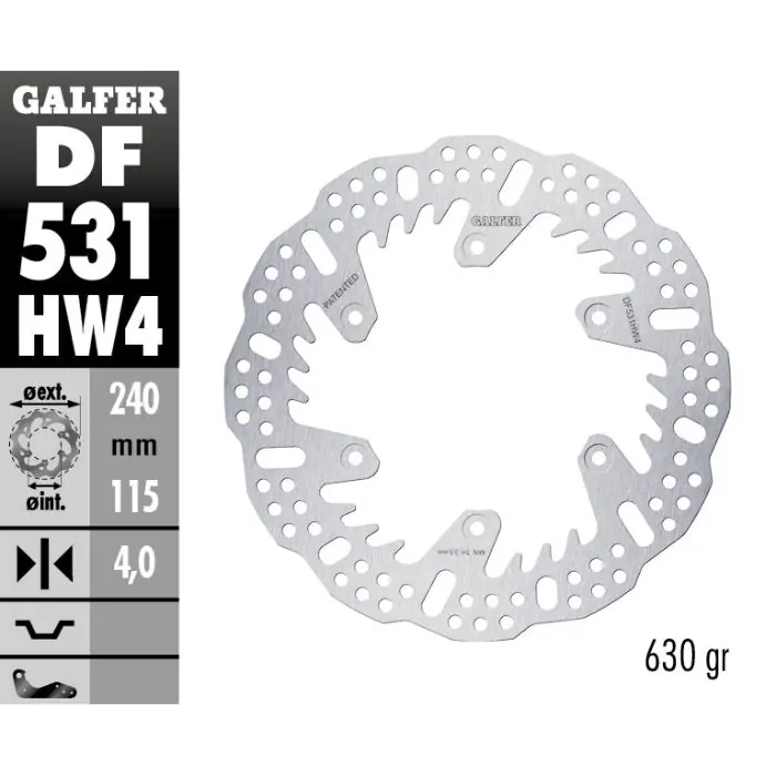 Acquista Ora Disco freno posteriore Galfer Shark Yamaha YZ 125 22-25 - 4 mm