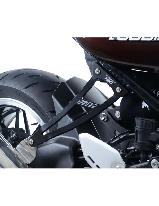 Staffa supporto scarico (nero) + piastra fori pedane posteriori (silver) - Kawasaki Z900RS EH0084SIA R&G Promozione