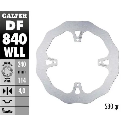 Disco freno posteriore Galfer Wave Tm MX 250 F 15-25 pieno Professionale