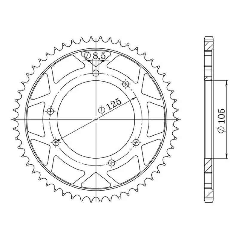 Corona in acciaio 54 denti passo 428 DERBI Senda R 4T (SC1A1A) 125 CC 04 Spedizione Espresso