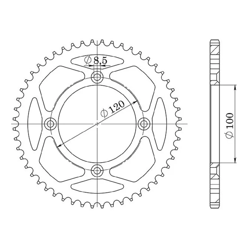 Ultime Pezzi Corona in alluminio 44 denti passo 428 SUZUKI RM RB 80 CC 84/85