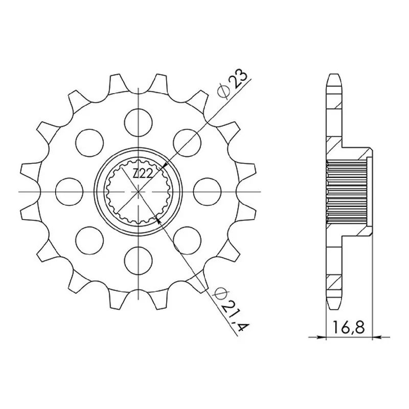 Pignone in acciaio 16 denti passo 520 542150616 Sconto